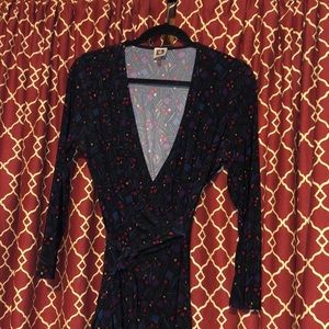 Faux Wrap Dress – Multicolor Abstract Print, Size 10 (#539)